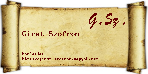 Girst Szofron névjegykártya